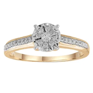 0.20ct Cluster Diamond Engagement Ring In 9Ct Yellow Gold