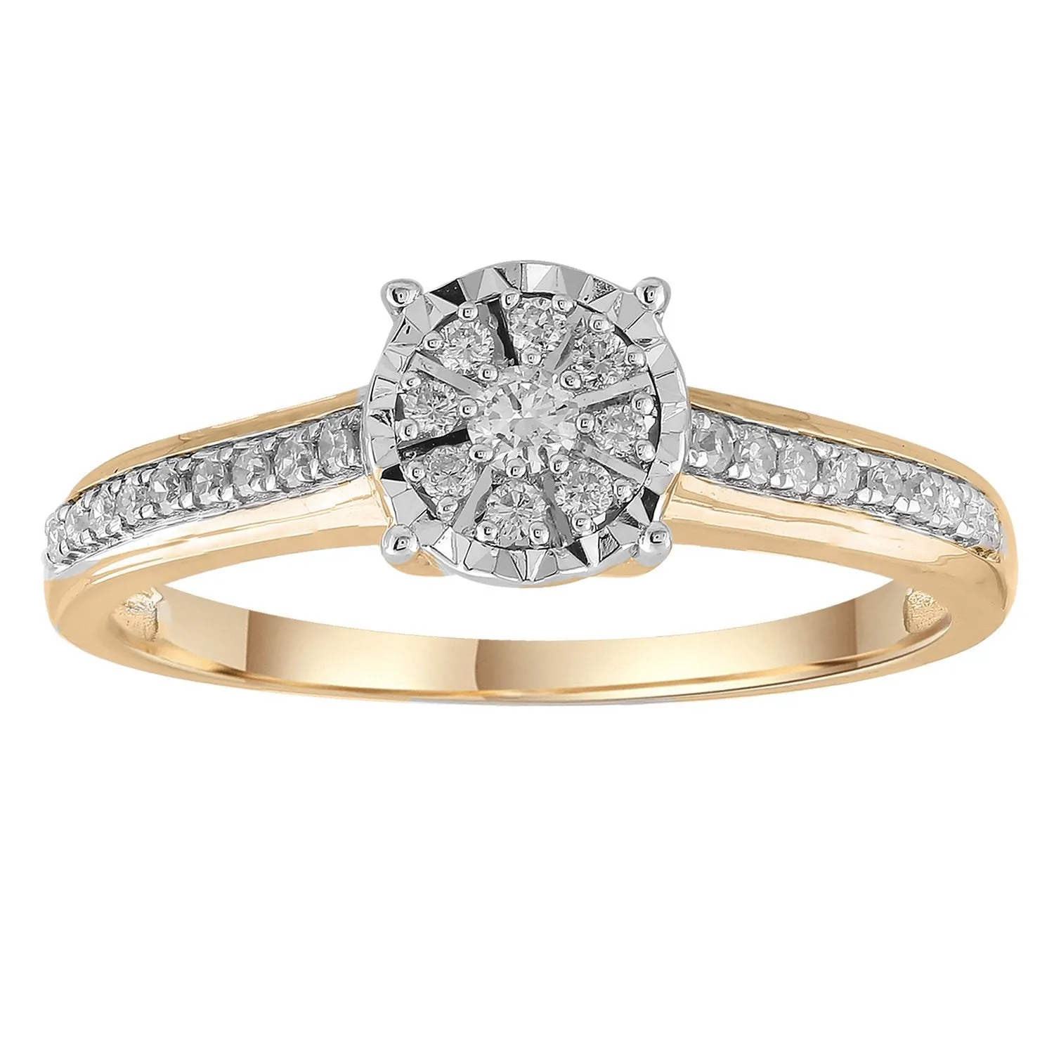 0.20ct Cluster Diamond Engagement Ring In 9Ct Yellow Gold