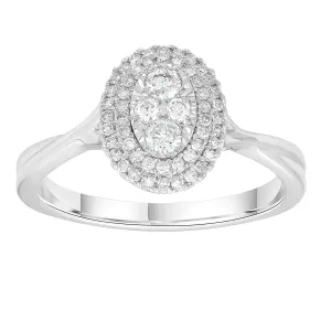0.30ct Diamond Cluster Engagement Ring In 9Ct White Gold