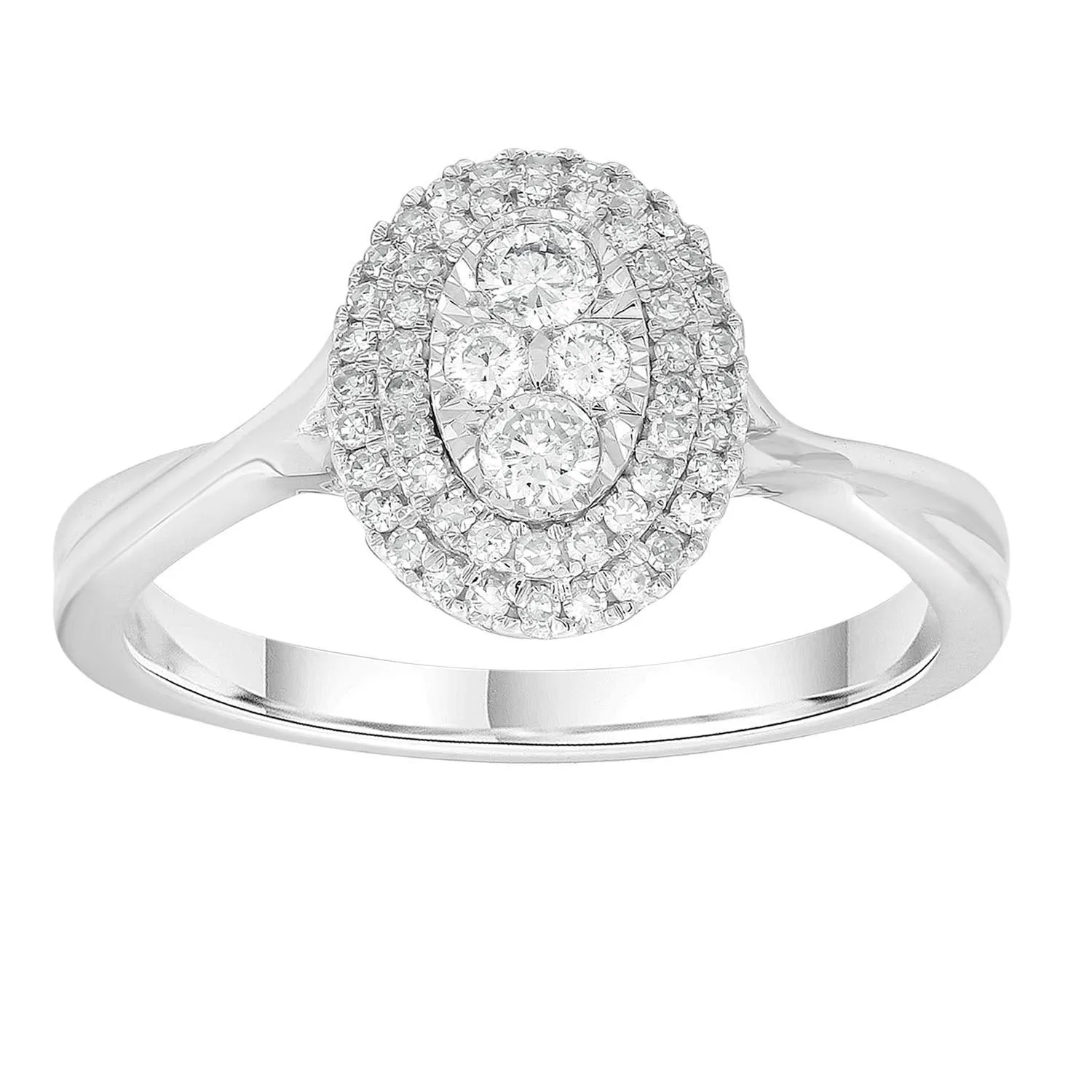 0.30ct Diamond Cluster Engagement Ring In 9Ct White Gold
