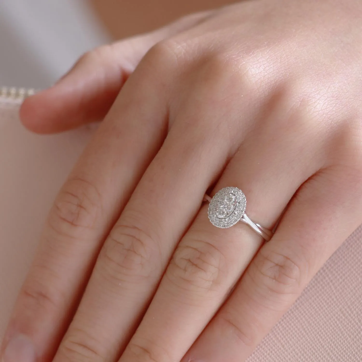 0.30ct Diamond Cluster Engagement Ring In 9Ct White Gold