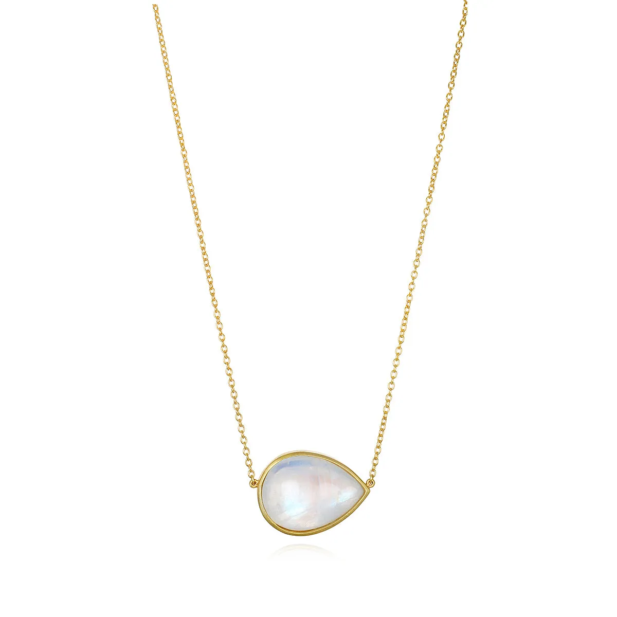 18 Karat Gold Pear Shape Moonstone Pendant Necklace