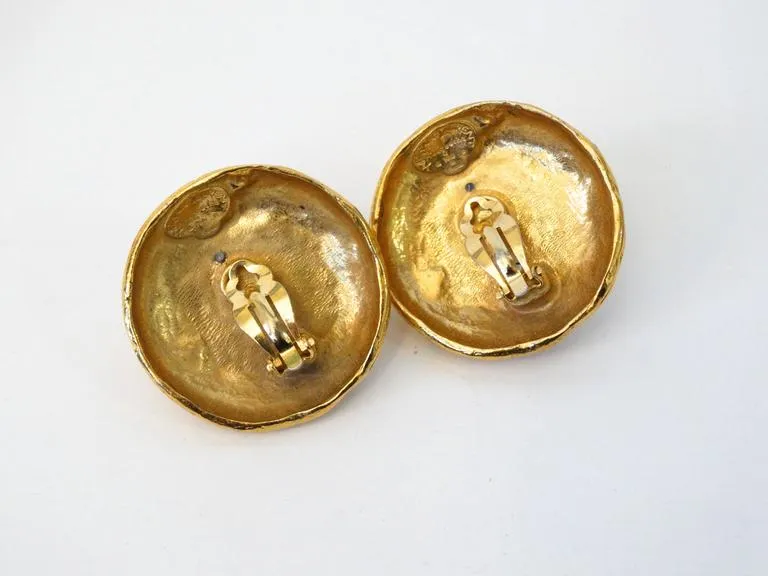 1970s Yves Saint Laurent Raw Quartz Clip Earrings
