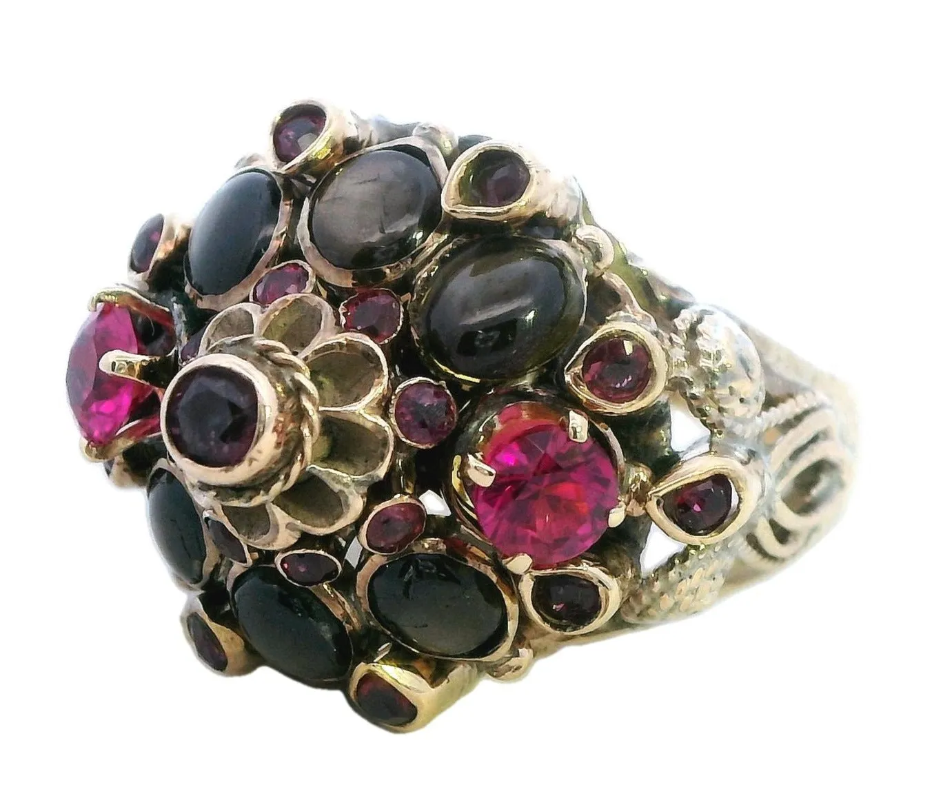 8k yellow gold multi stone ring