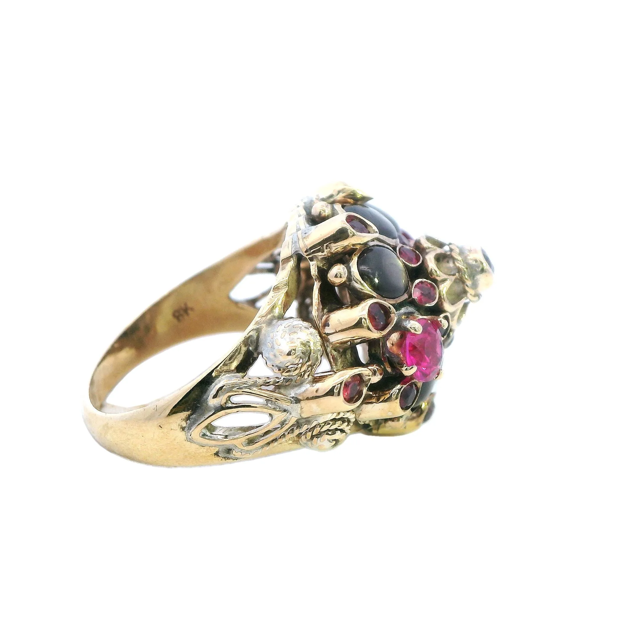 8k yellow gold multi stone ring