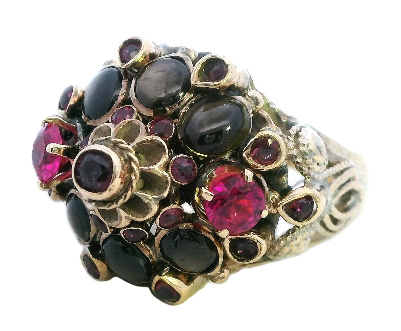 8k yellow gold multi stone ring