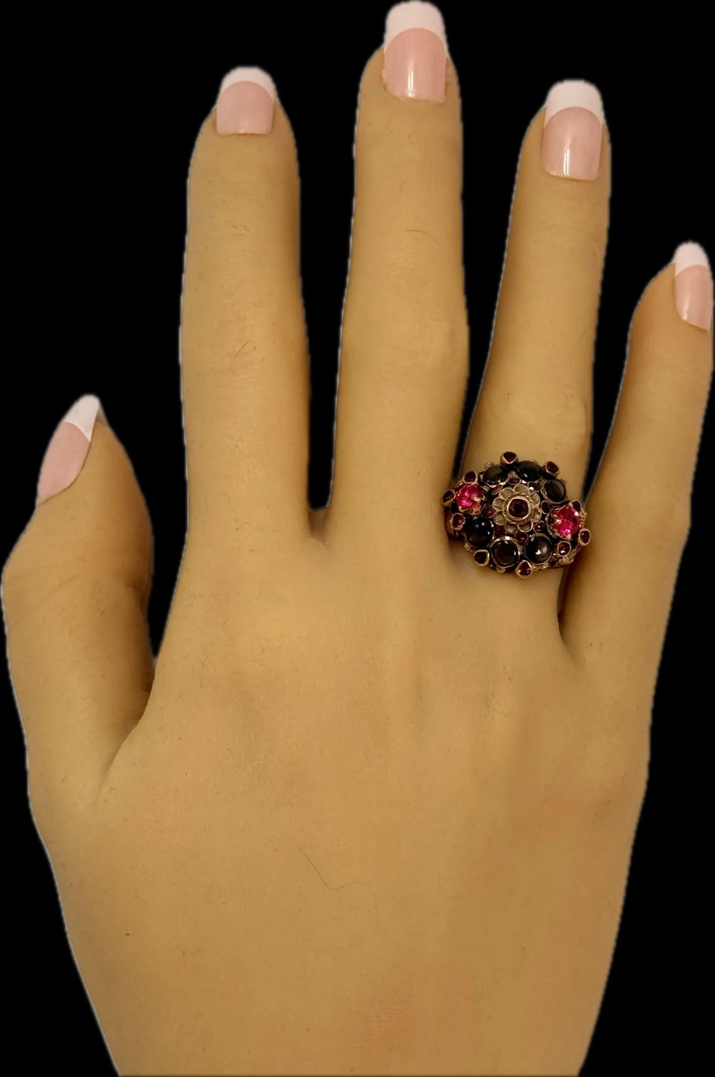 8k yellow gold multi stone ring