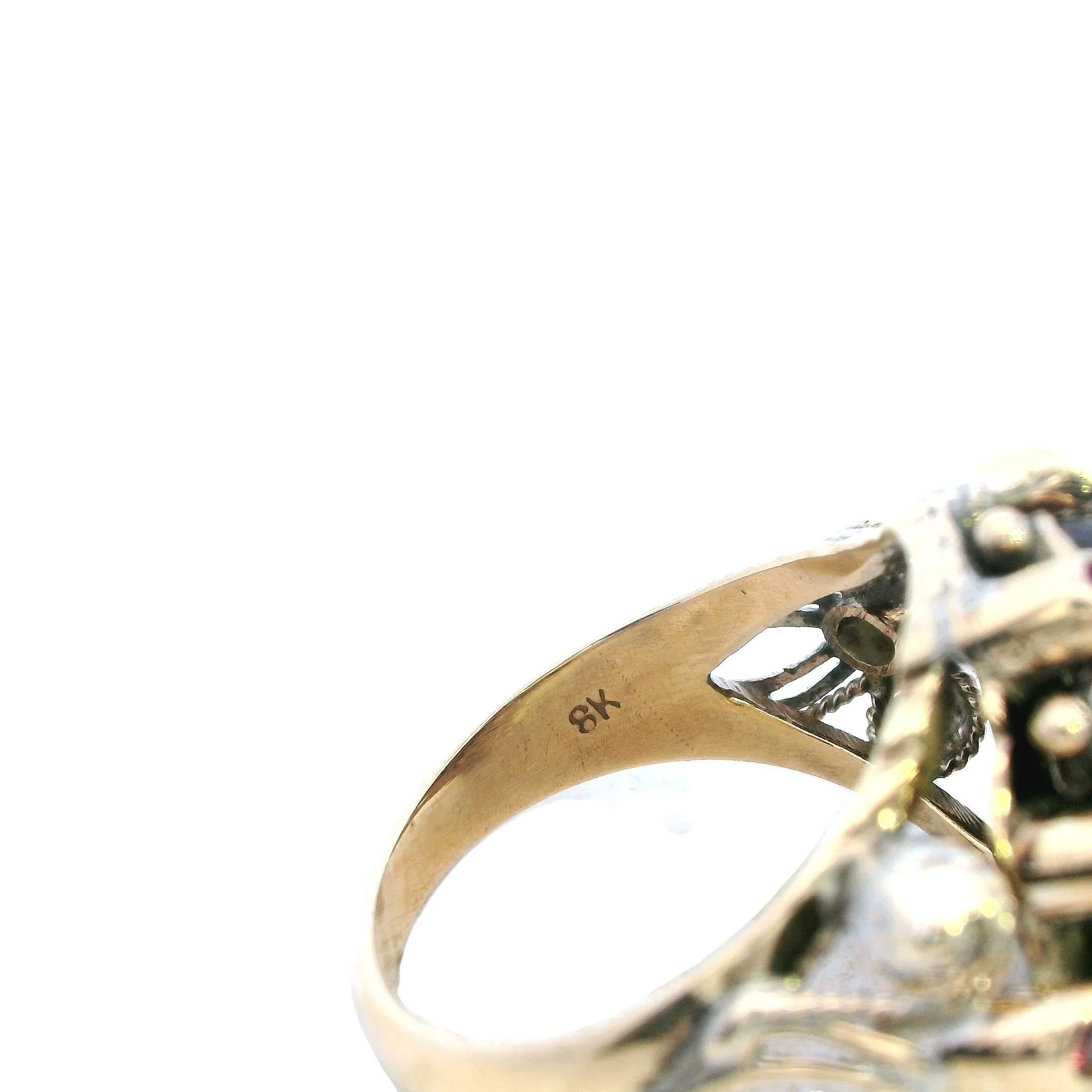 8k yellow gold multi stone ring