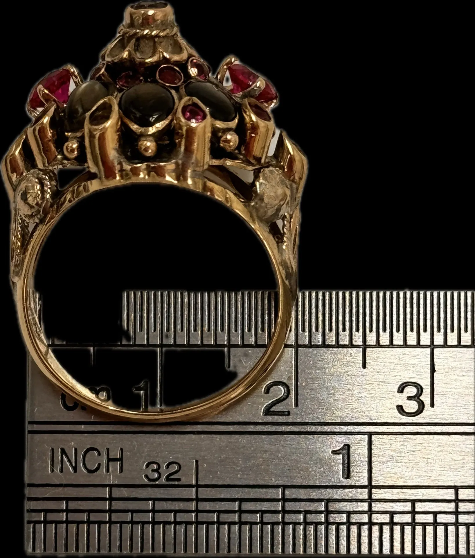 8k yellow gold multi stone ring