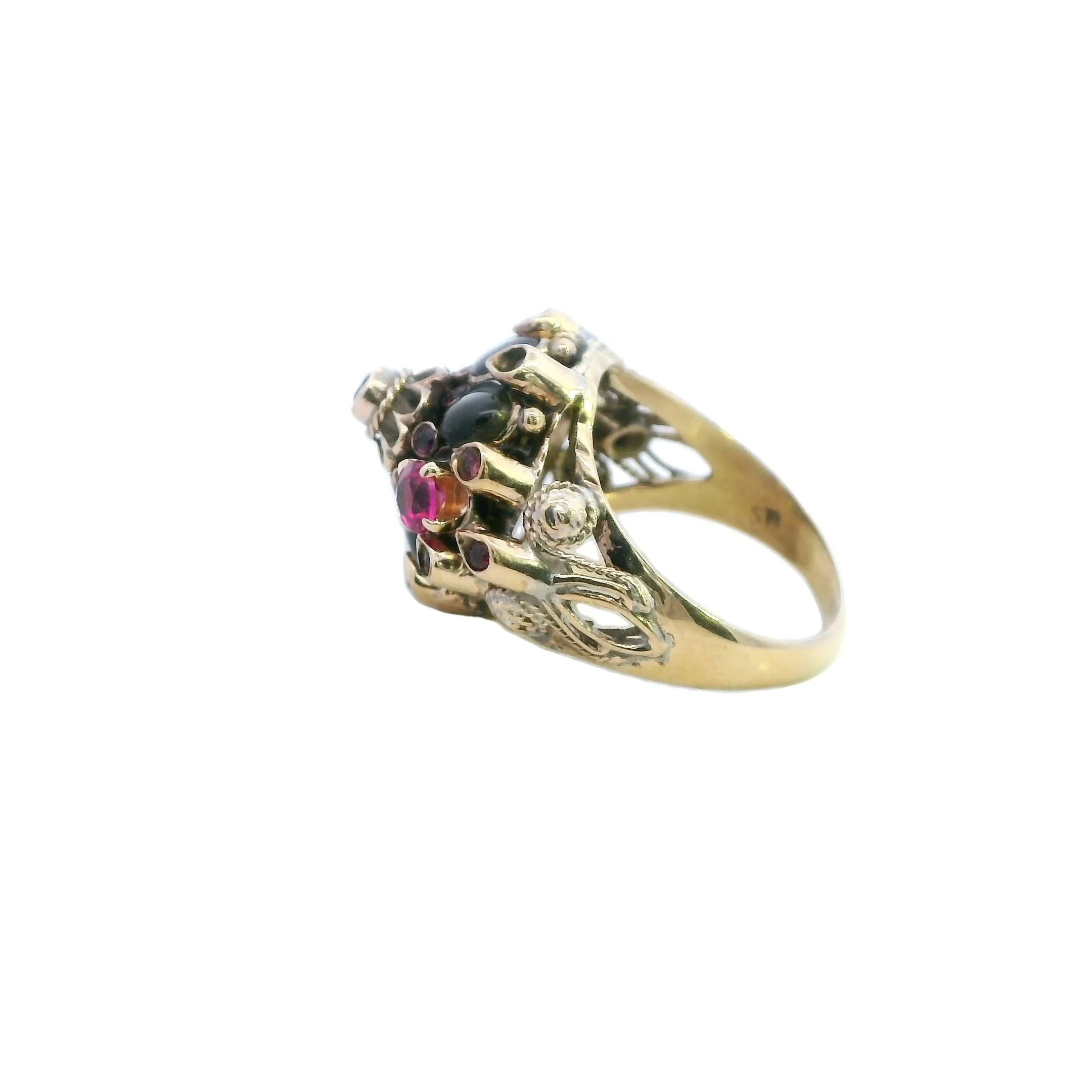 8k yellow gold multi stone ring