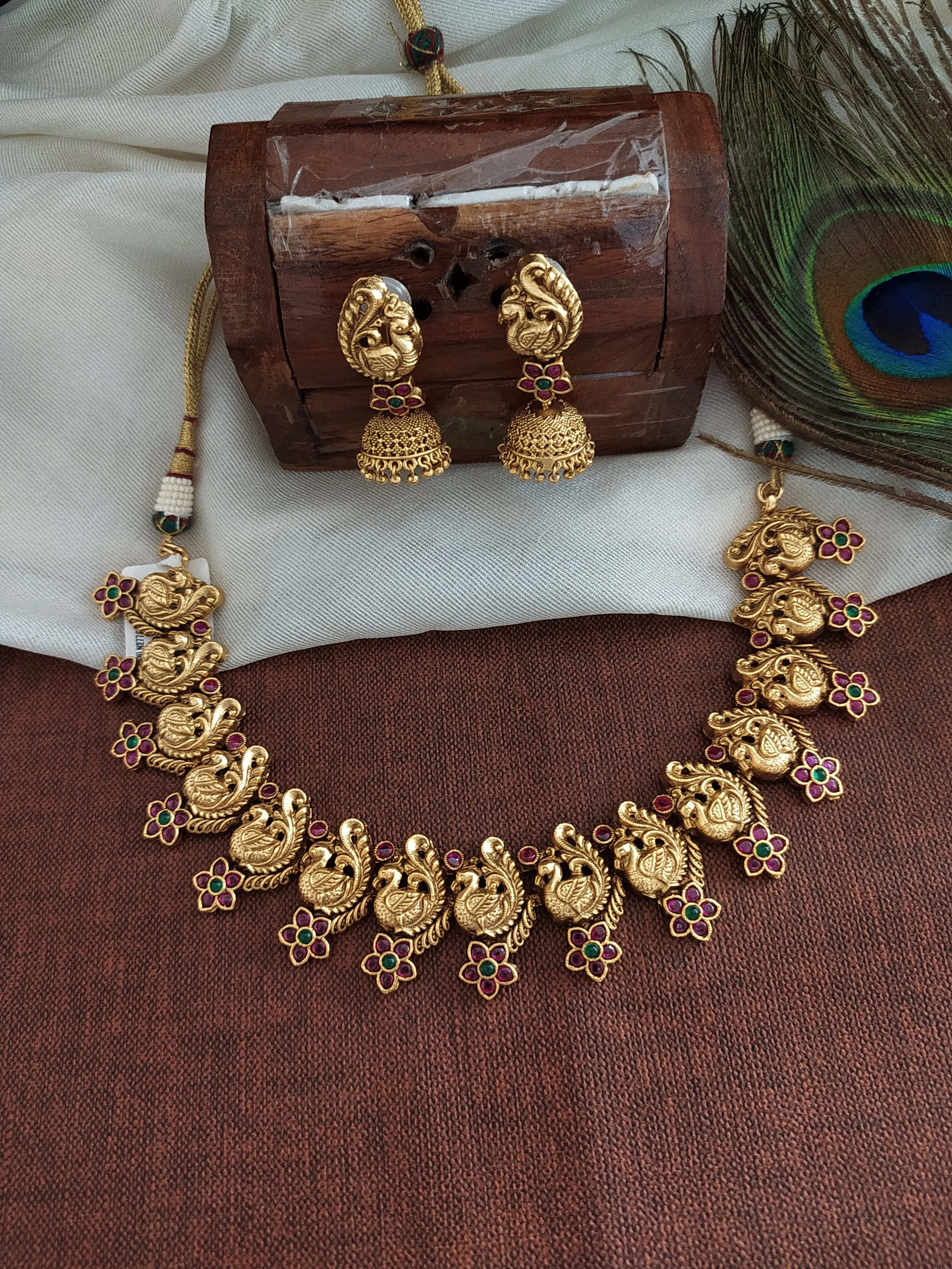 Alluring Gold Plated Peacock Necklace