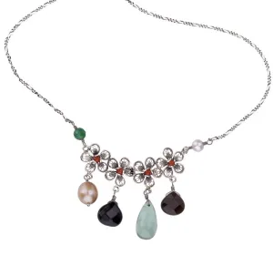Aqua Blossom multi color gemstone necklace