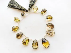 BI LEMON QUARTZ Briolette Faceted Pear Shape