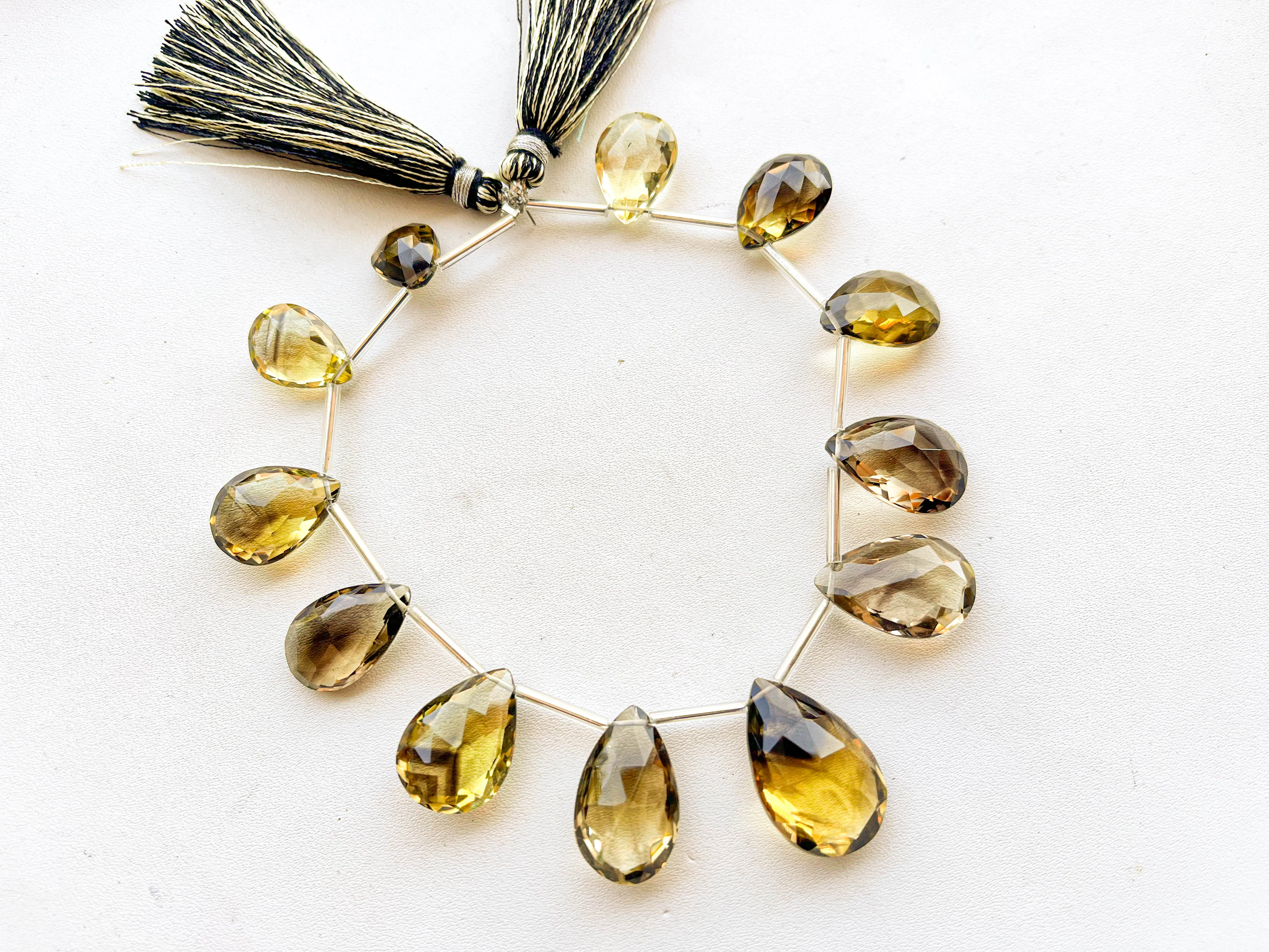 BI LEMON QUARTZ Briolette Faceted Pear Shape