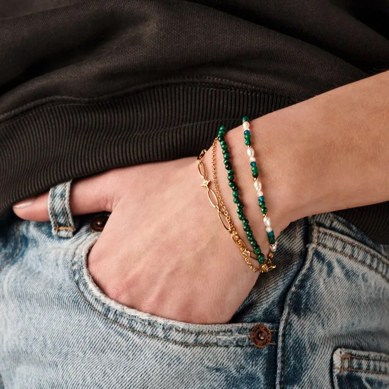 Biography Malachite, Apatite and Moonstone Bracelet - Gold - 56150YGEB