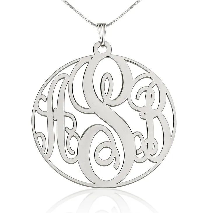 Circle Monogram Necklace Sterling Silver