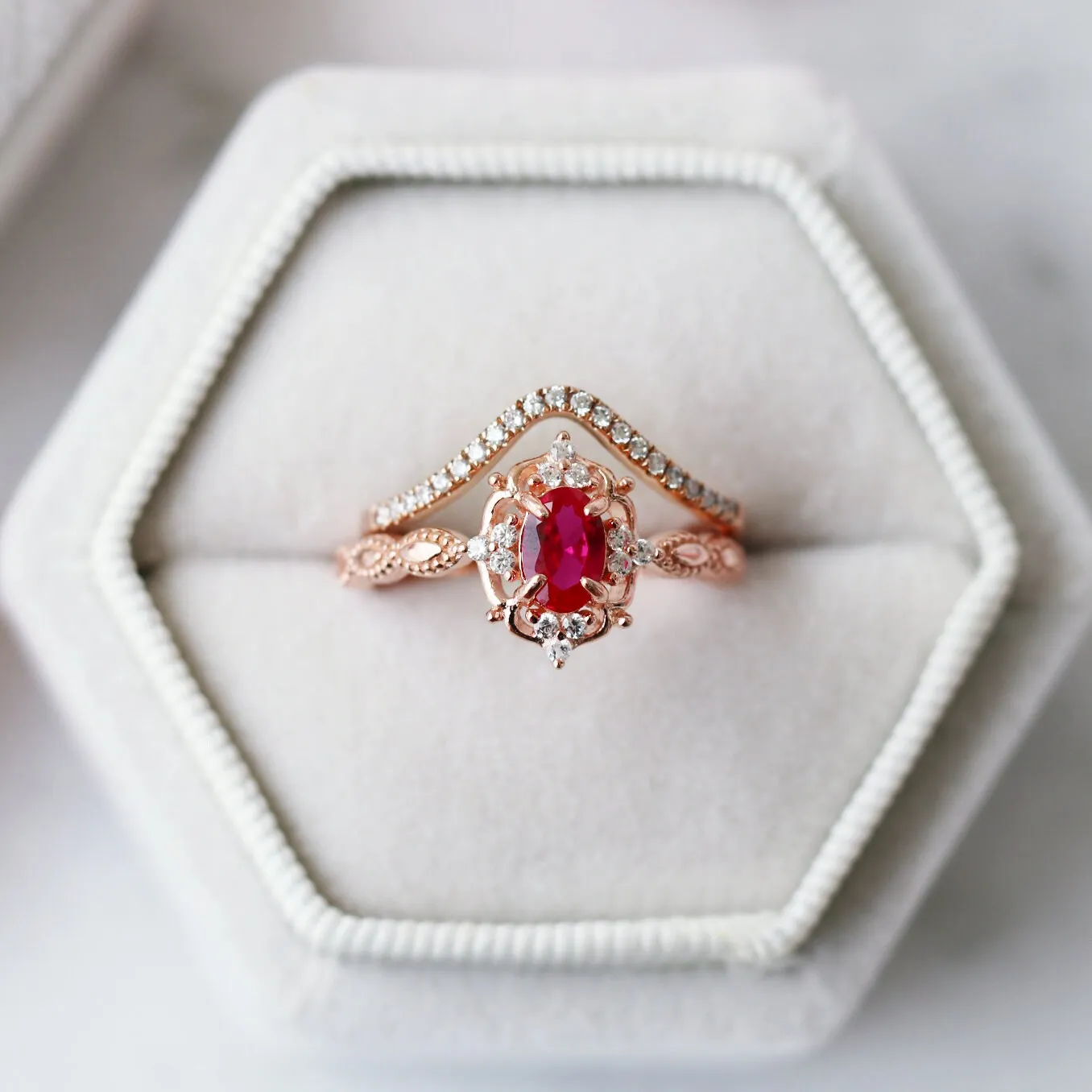 Claire Ruby Ring- 14K Rose Gold Vermeil