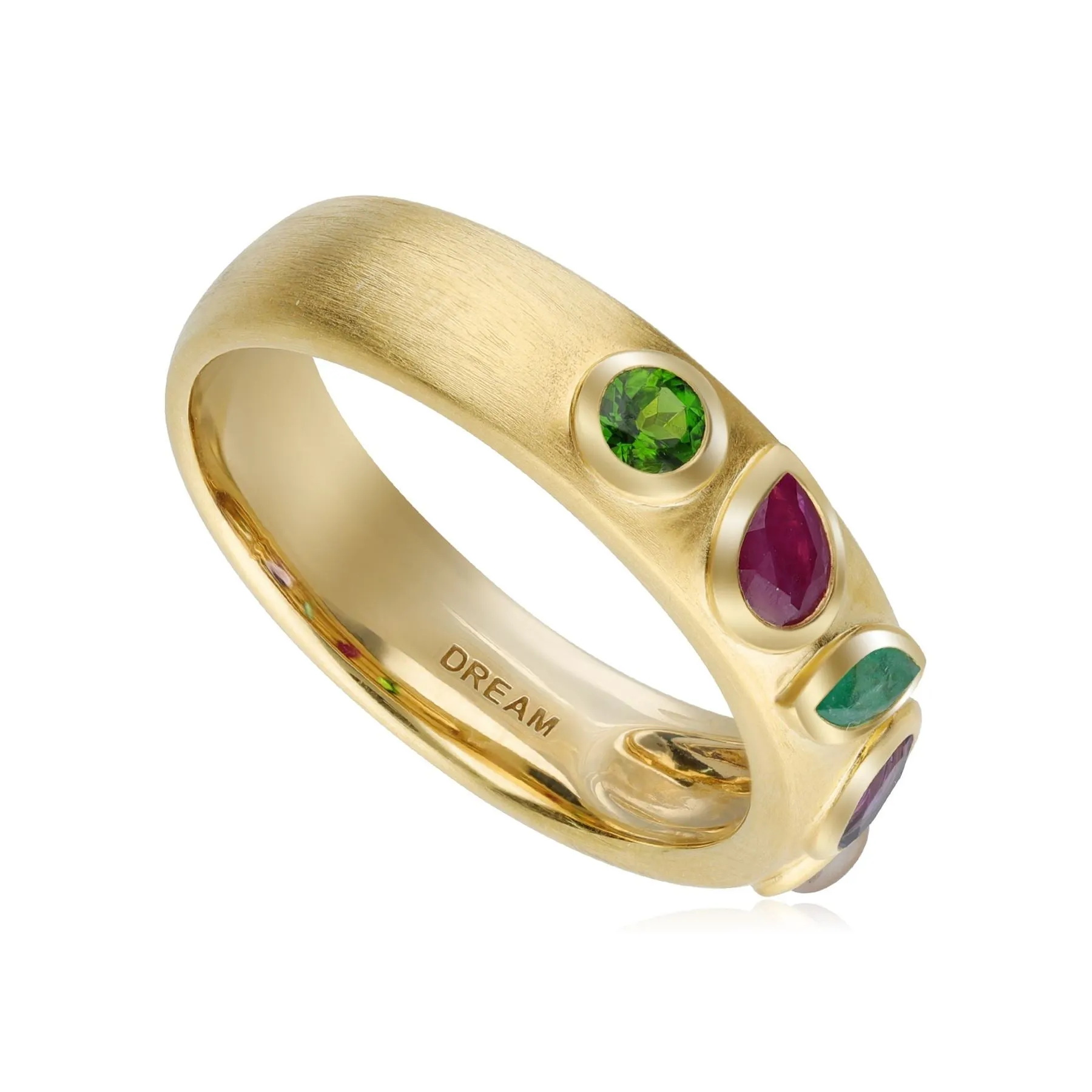 Coded Whispers Gebürstete Gold "Dream" Edelstein Ring