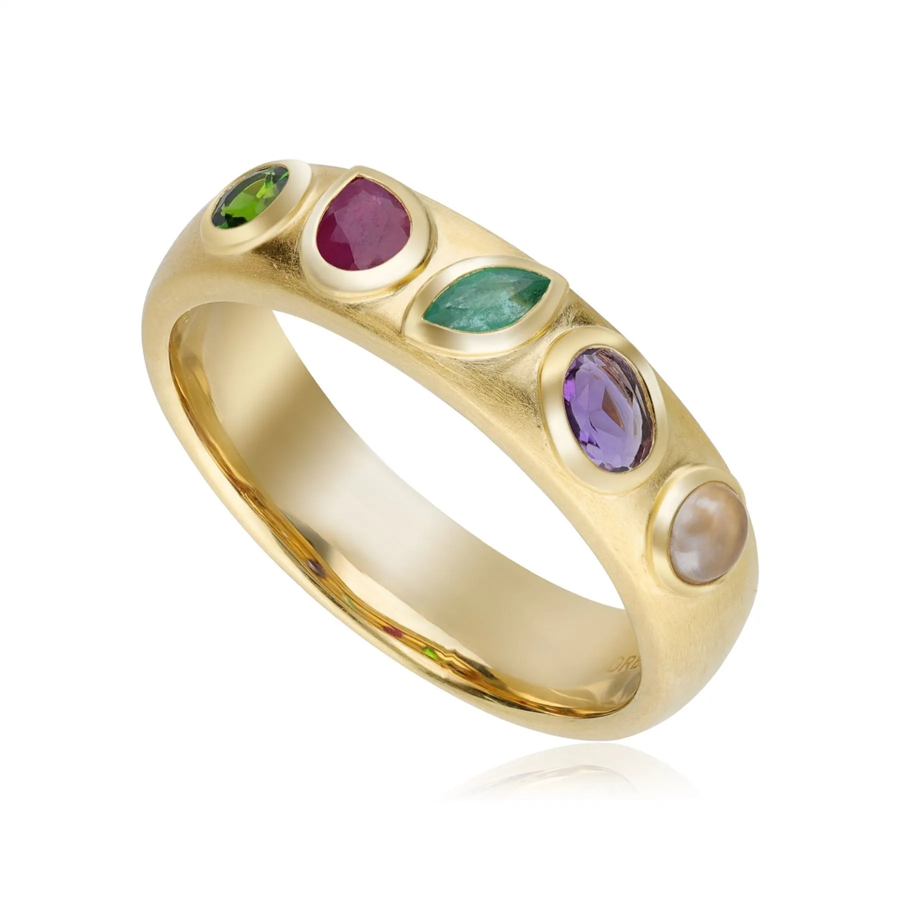 Coded Whispers Gebürstete Gold "Dream" Edelstein Ring