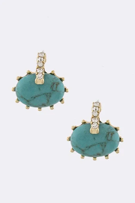 Cream Oval Stone Earrings