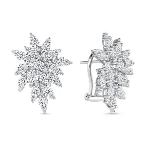 Diamond Starburst Earrings in White Gold