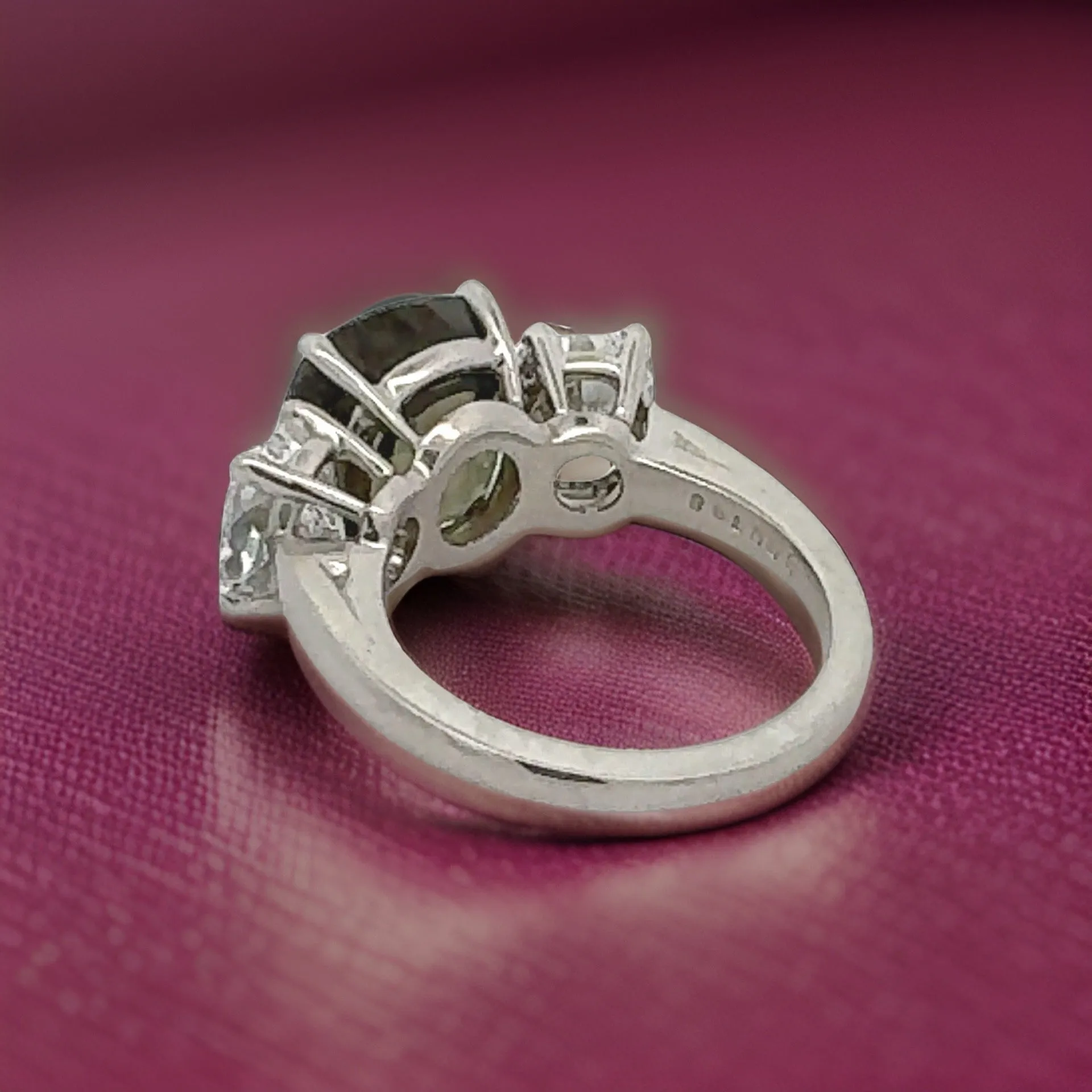 Estate Oscar Heyman 7.02 ct Alexandrite No Heat (Gubelin) 3.09 cttw Diamonds (GIA VS E) 3-Stone Platinum Ring 15615