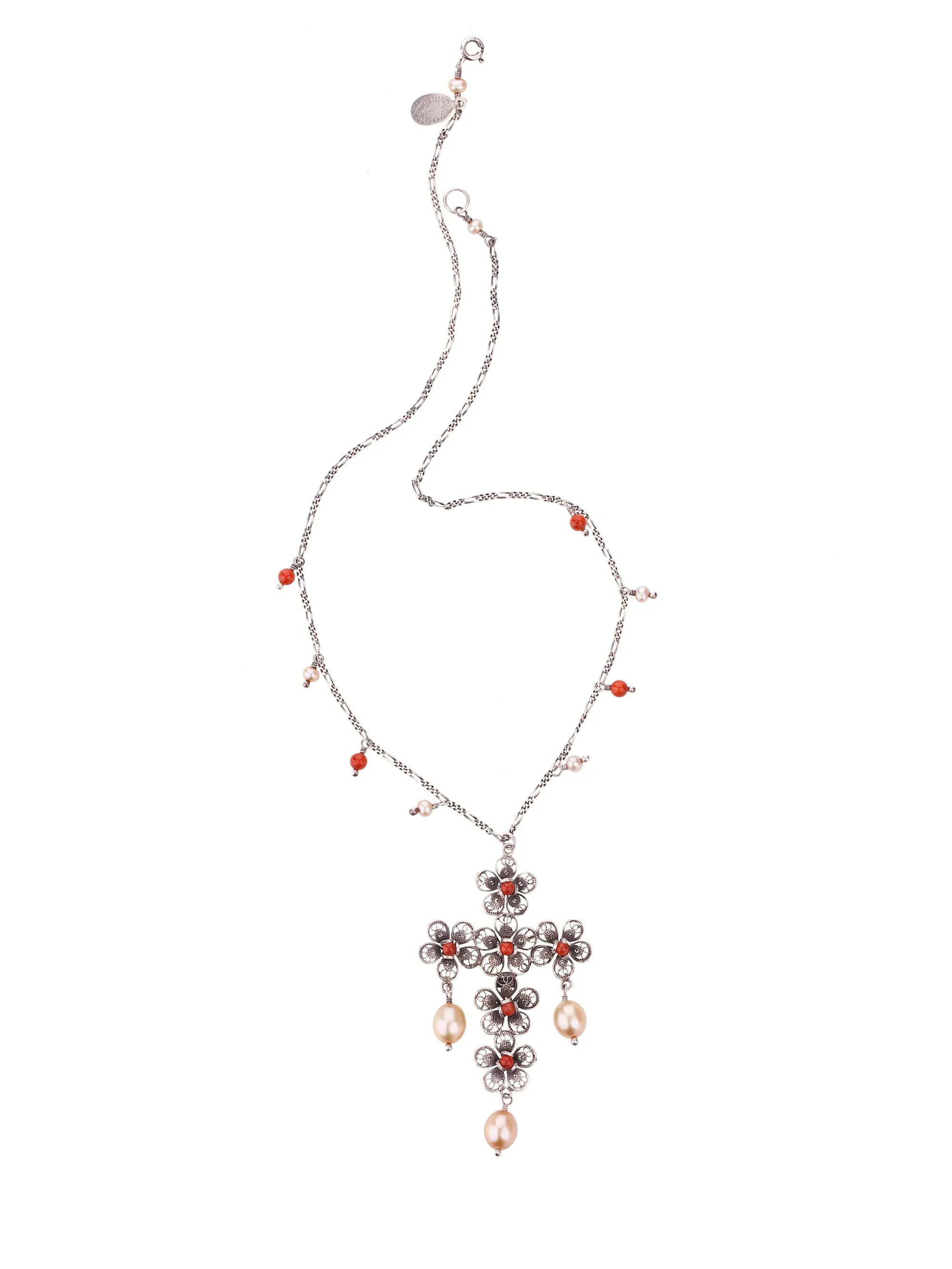 Filigree Floral Cross Necklace