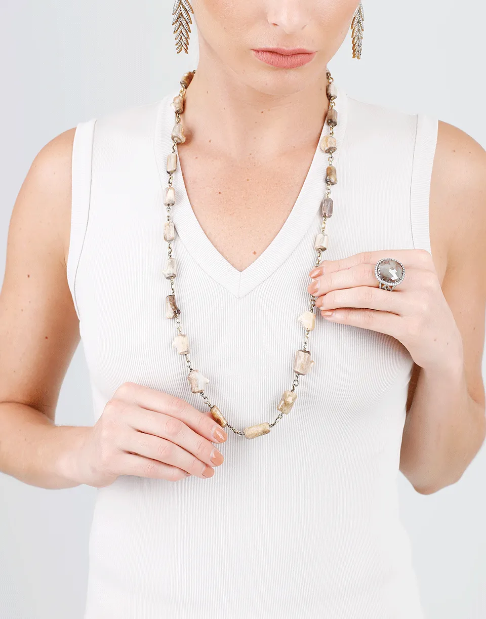 Fossilized Alaskan Coral Bead Necklace