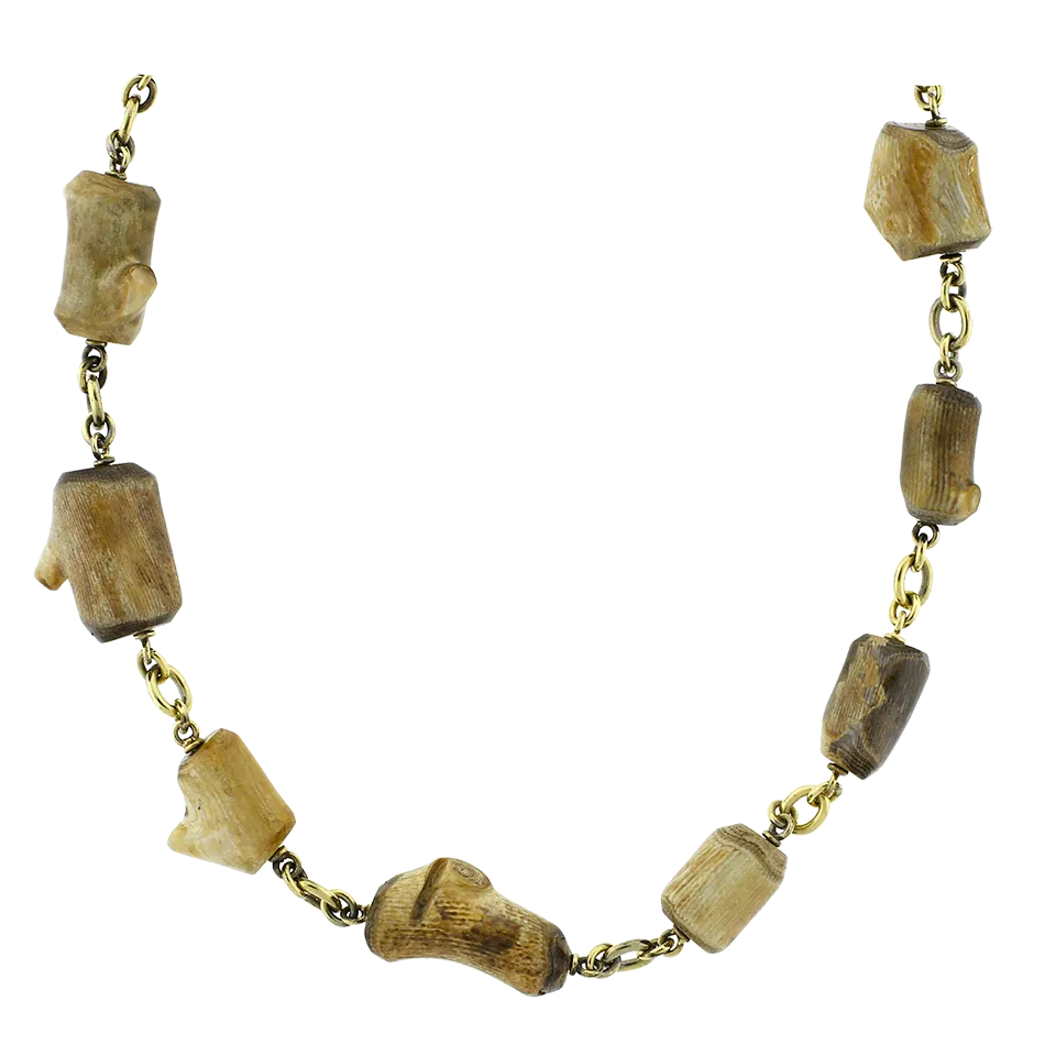 Fossilized Alaskan Coral Bead Necklace
