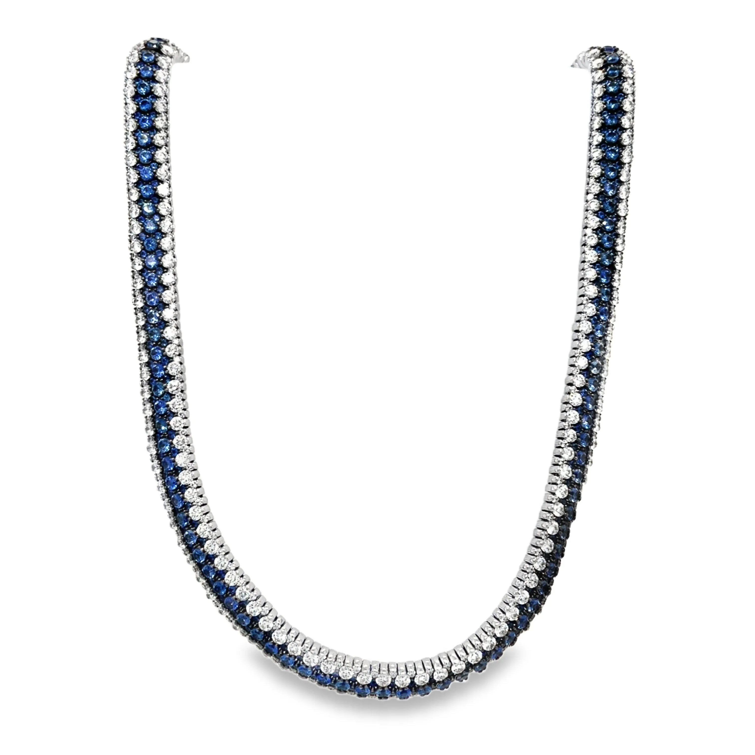 Giotto 8 Blue Sapphire and White Diamond Stretch Necklace