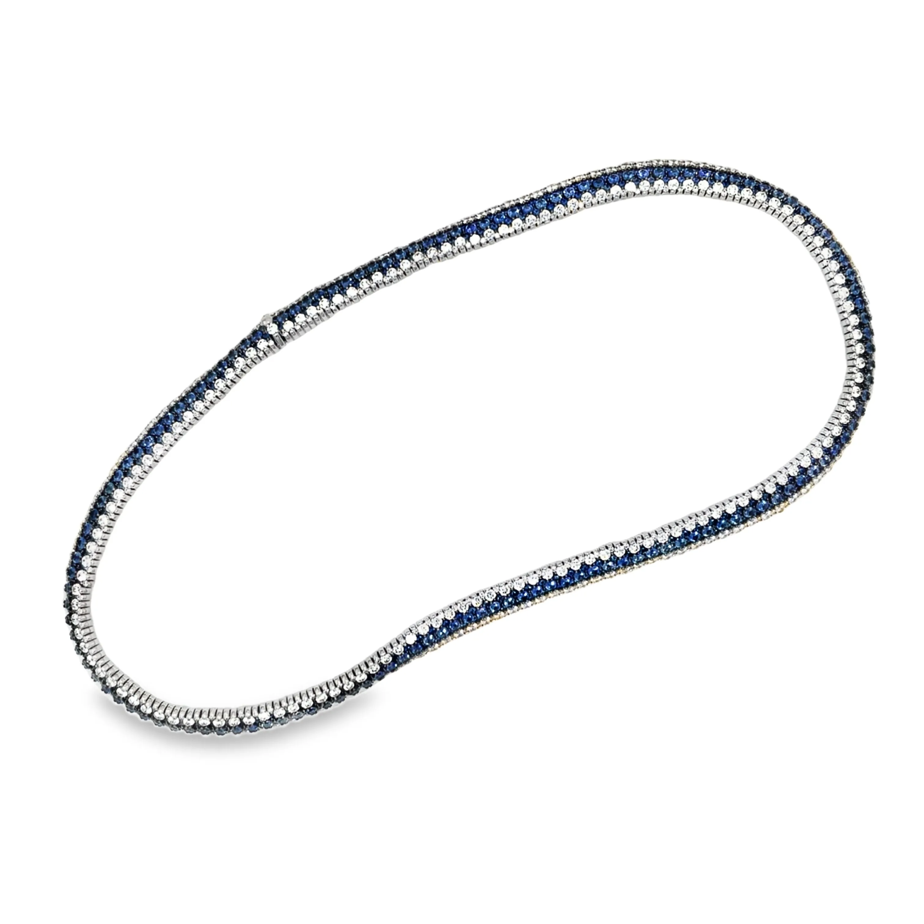 Giotto 8 Blue Sapphire and White Diamond Stretch Necklace