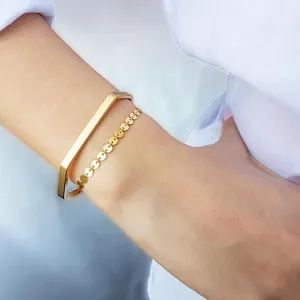 Gold Cuff Bracelets Set
