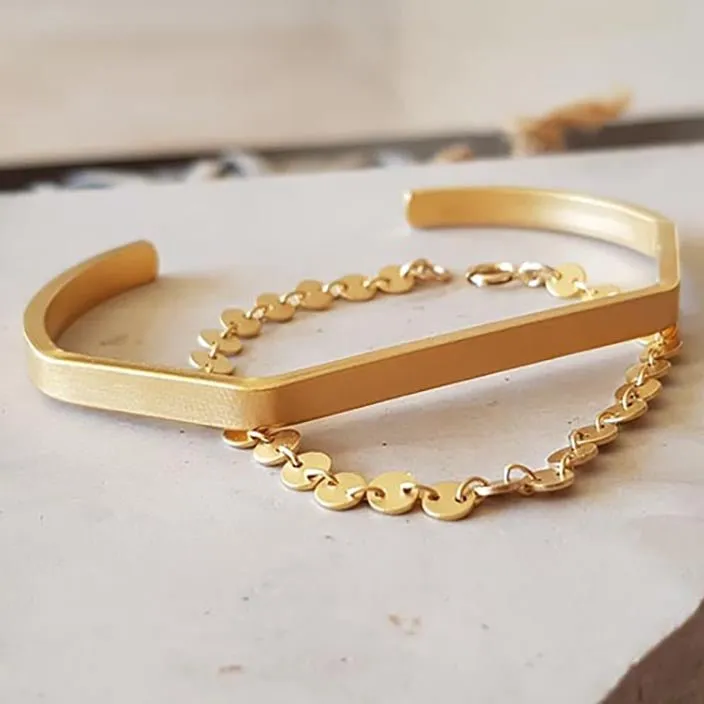 Gold Cuff Bracelets Set