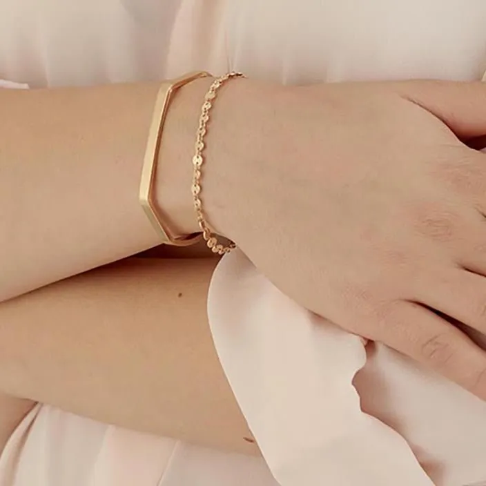 Gold Cuff Bracelets Set