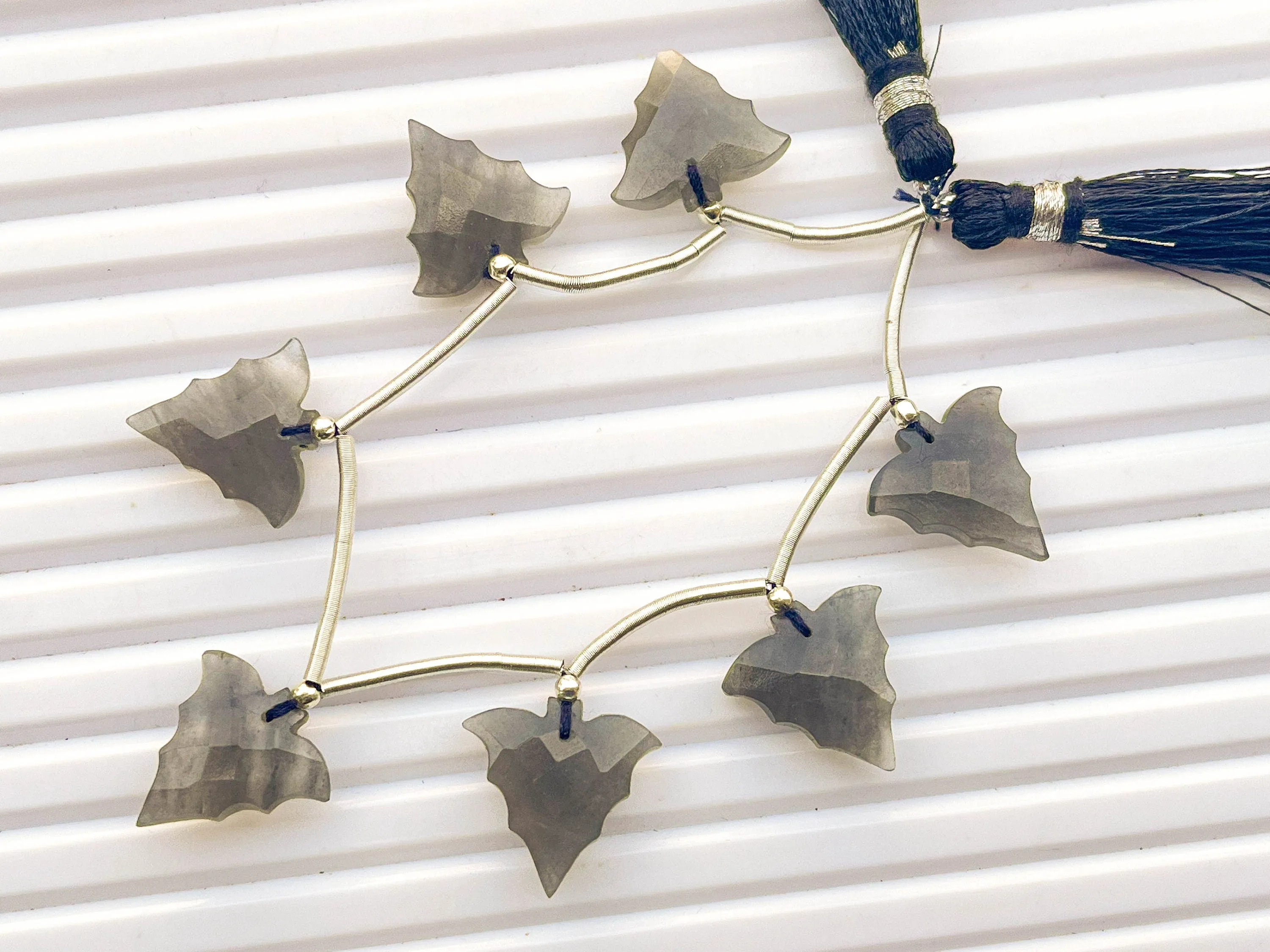 Grey Moonstone Bat Shape Beads