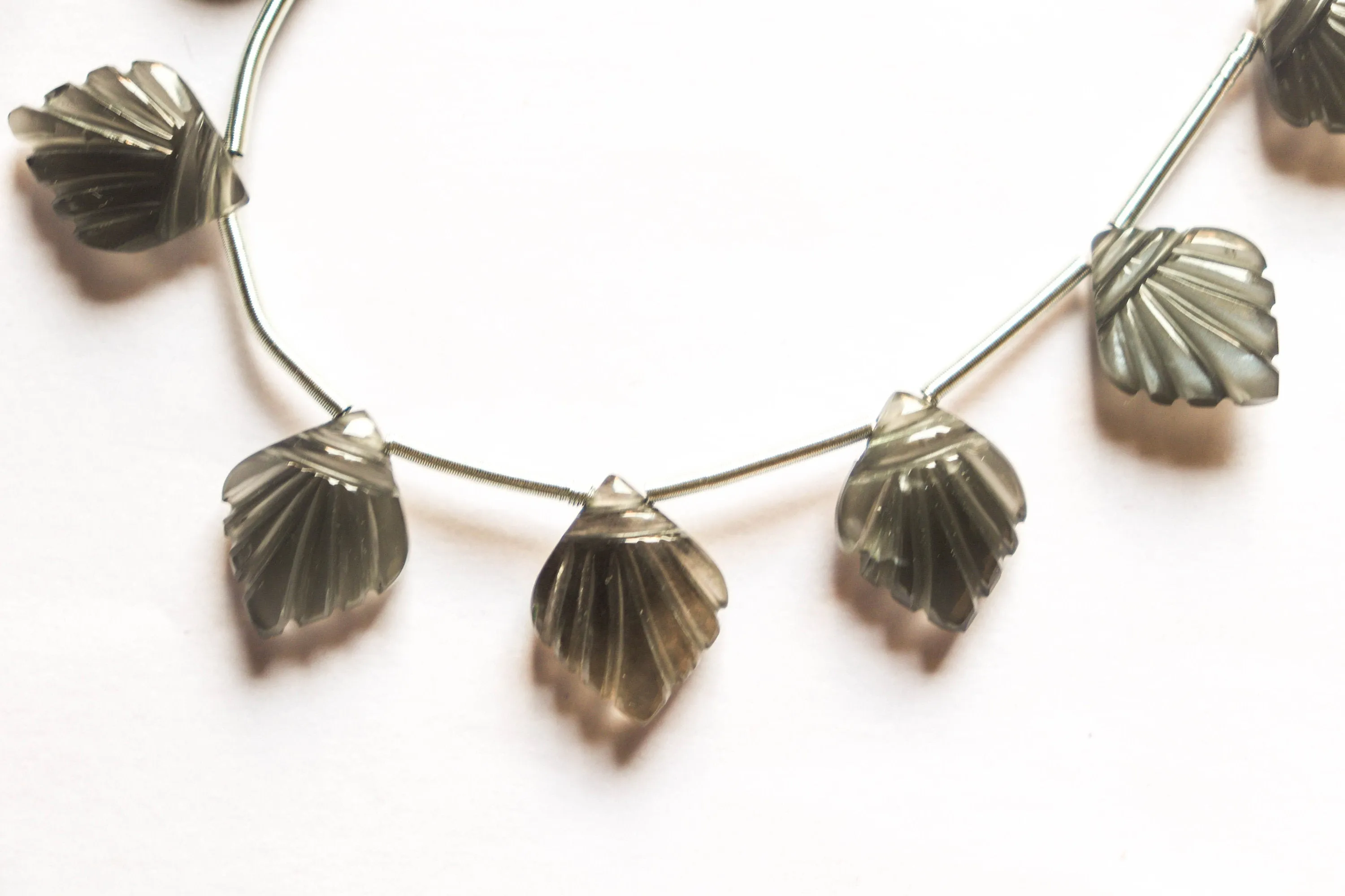 GREY MOONSTONE Carved fancy shape beads