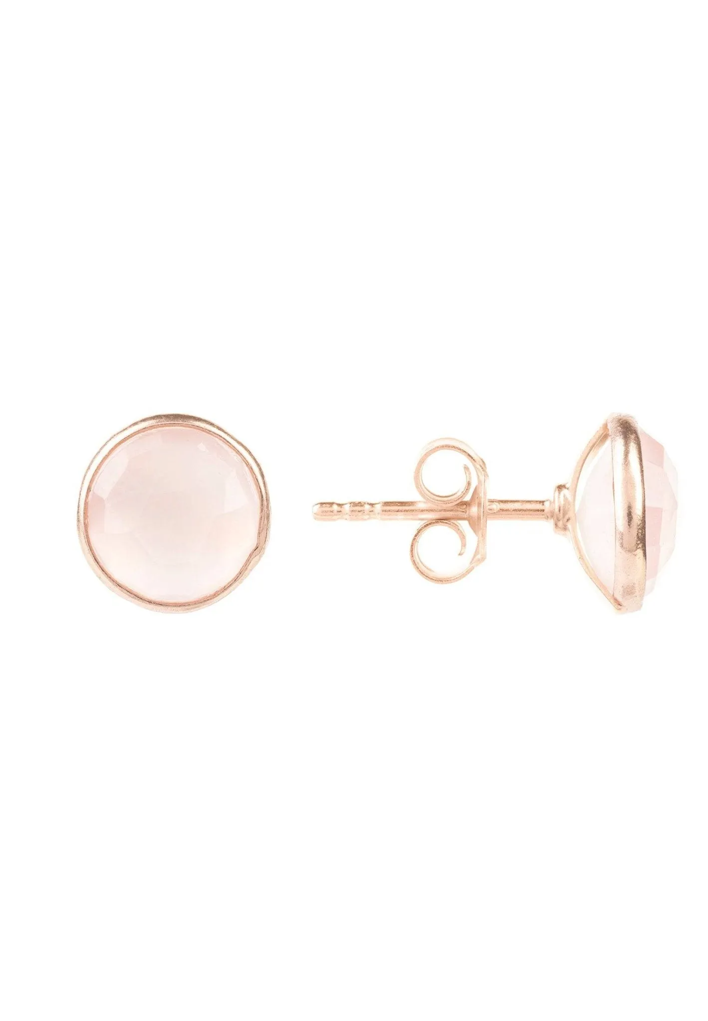 Latelita London Medium Circle Gemstone Earrings Rosegold Rose Quartz