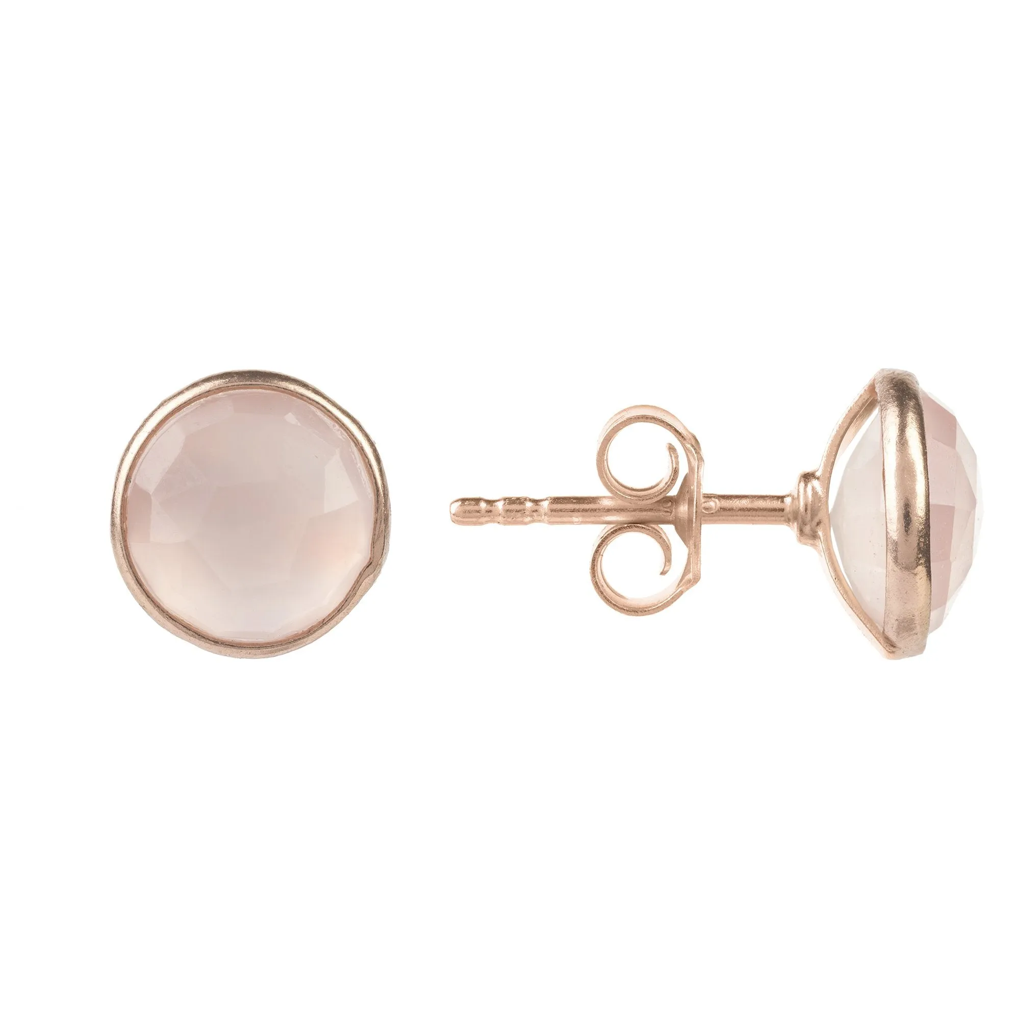 Latelita London Medium Circle Gemstone Earrings Rosegold Rose Quartz