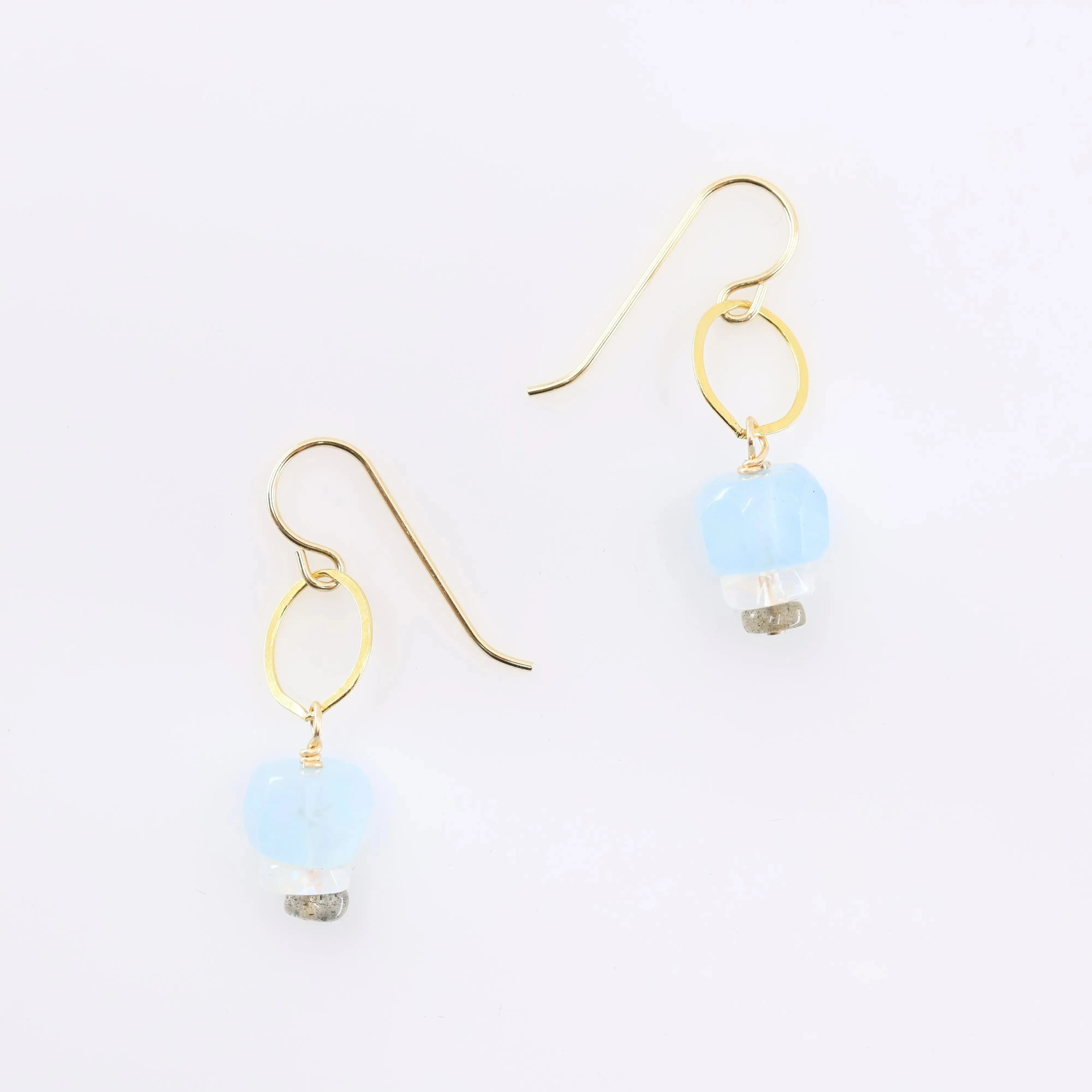 Milky Aquamarine &  Rainbow Moonstone Earrings