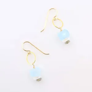 Milky Aquamarine &  Rainbow Moonstone Earrings