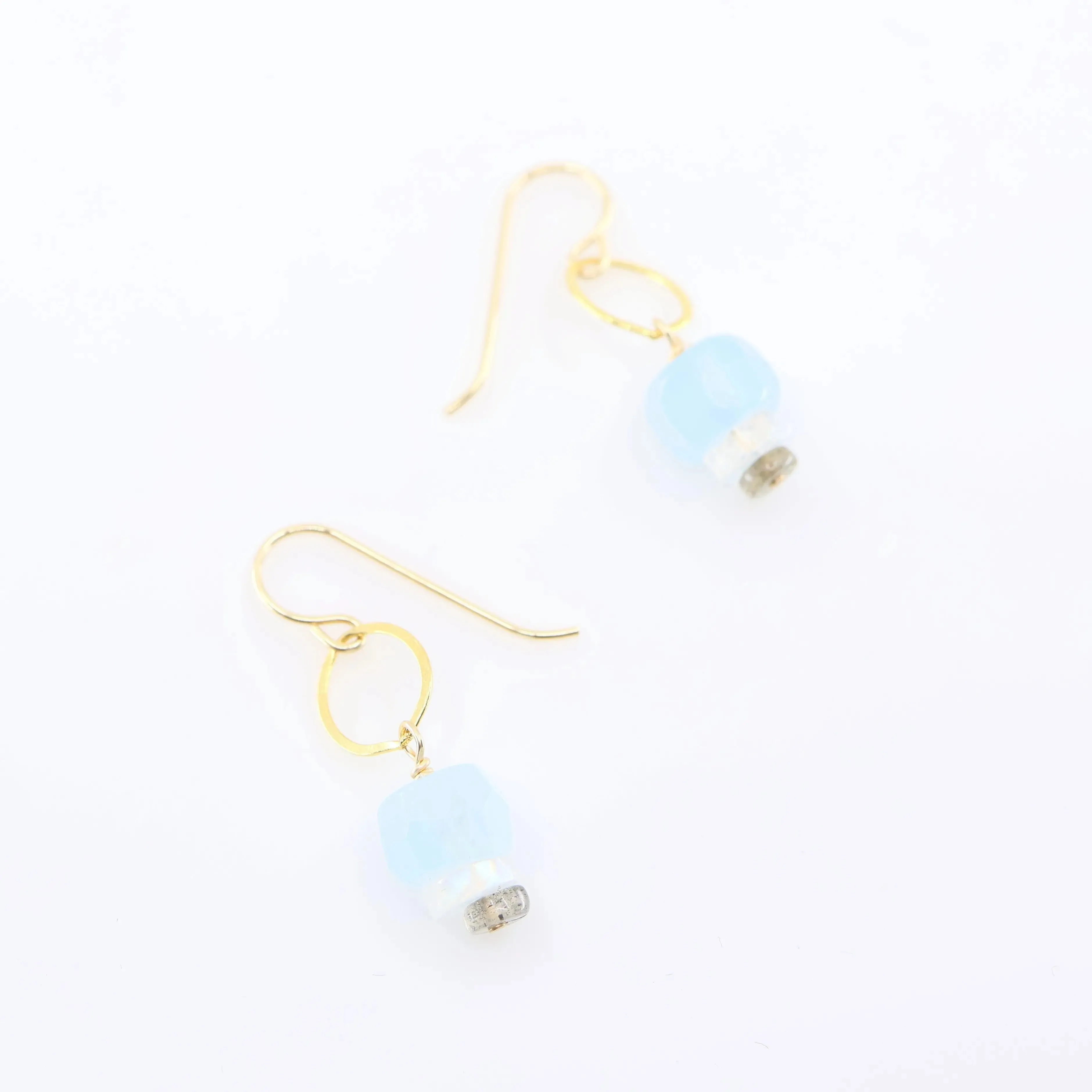 Milky Aquamarine &  Rainbow Moonstone Earrings