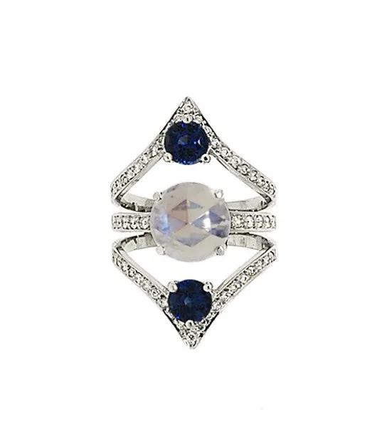 Moonstone and Sapphire Ring