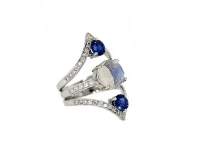Moonstone and Sapphire Ring