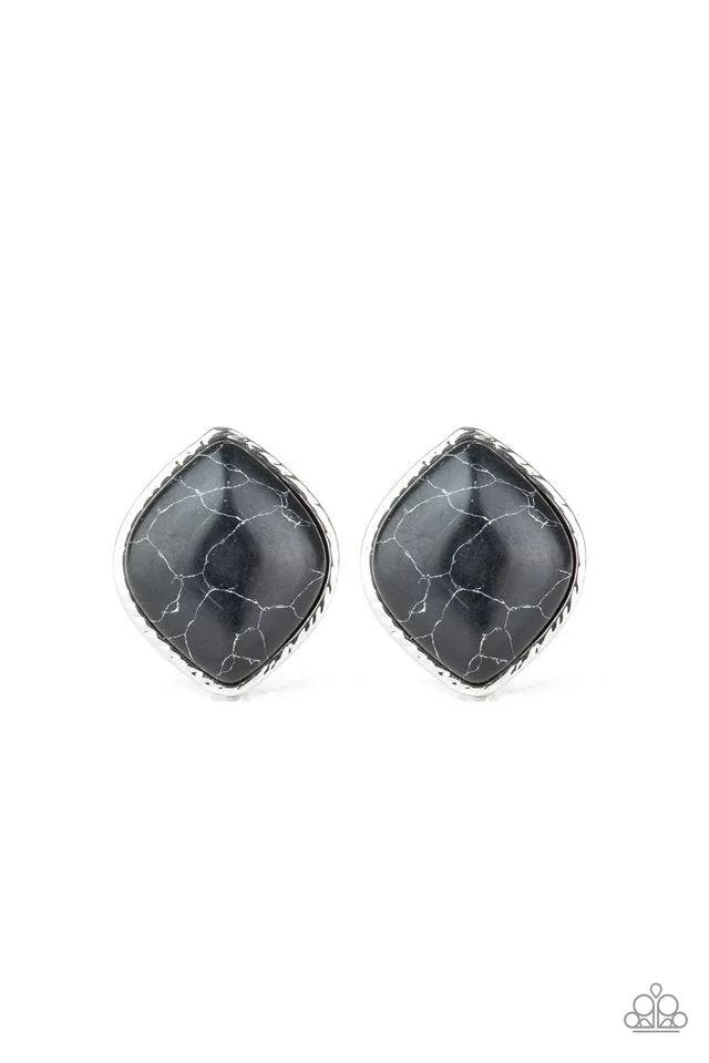 Paparazzi Earring ~ Marble Marvel - Black