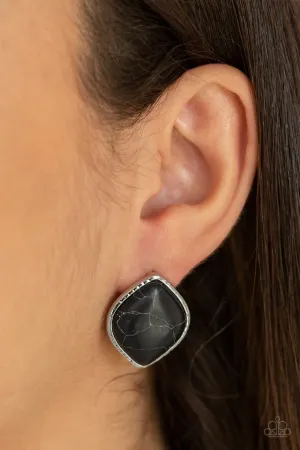 Paparazzi Earring ~ Marble Marvel - Black
