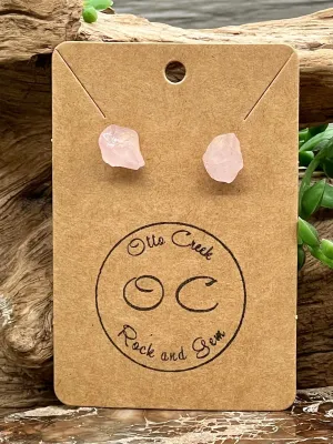 Raw Rose Quartz Post Earrings