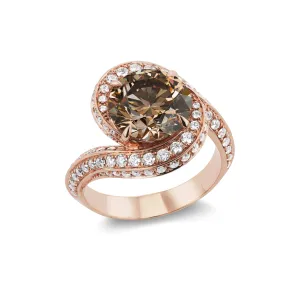 Round Champagne Diamond Ring