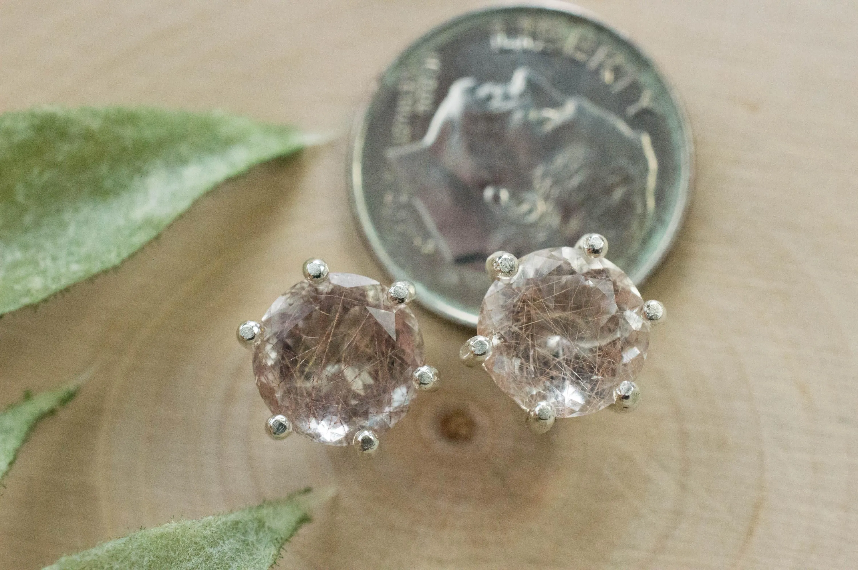 Rutilated Quartz Earrings; Natural Untreated Brazil Rutile Quartz; 3.455cts