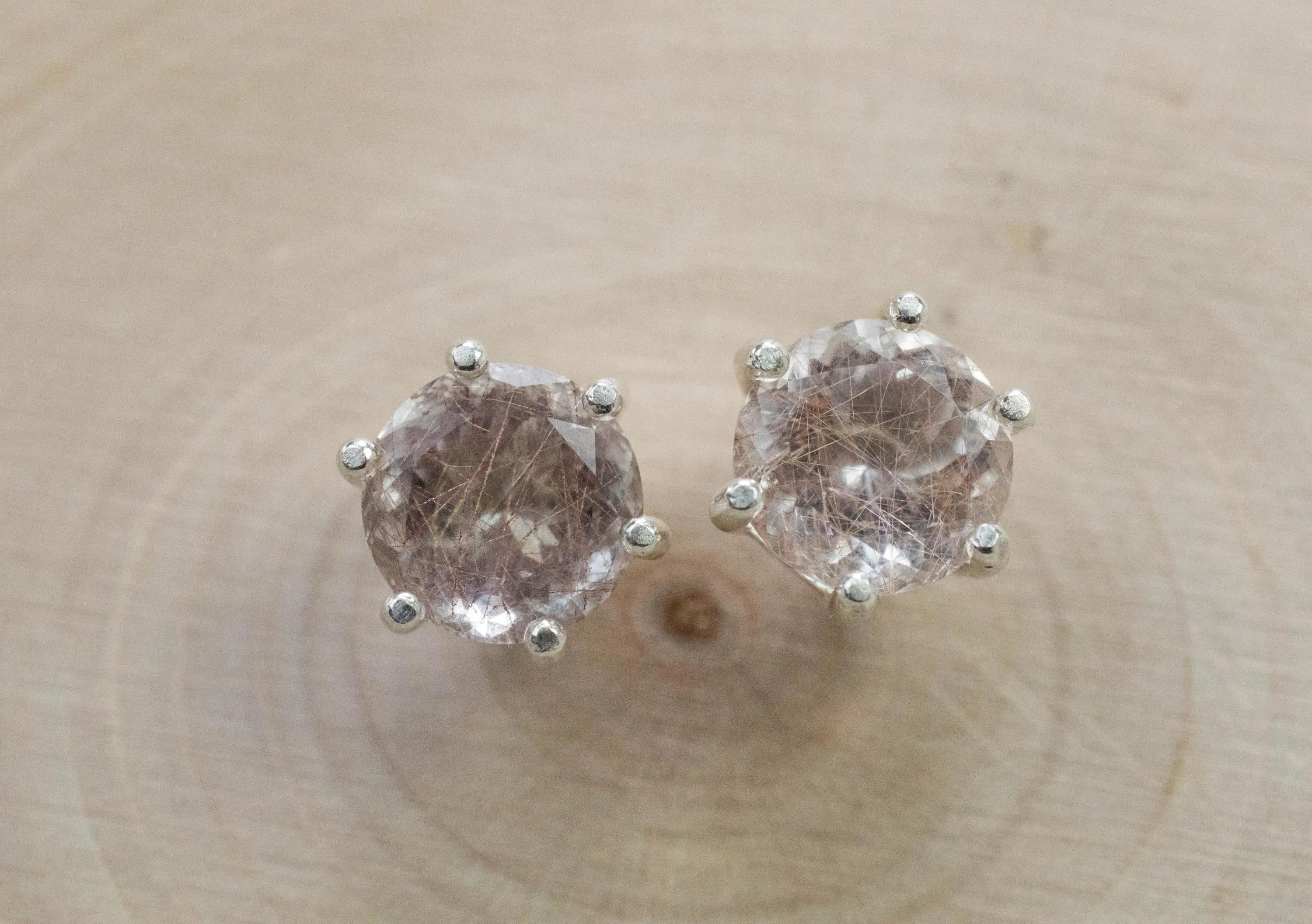Rutilated Quartz Earrings; Natural Untreated Brazil Rutile Quartz; 3.455cts