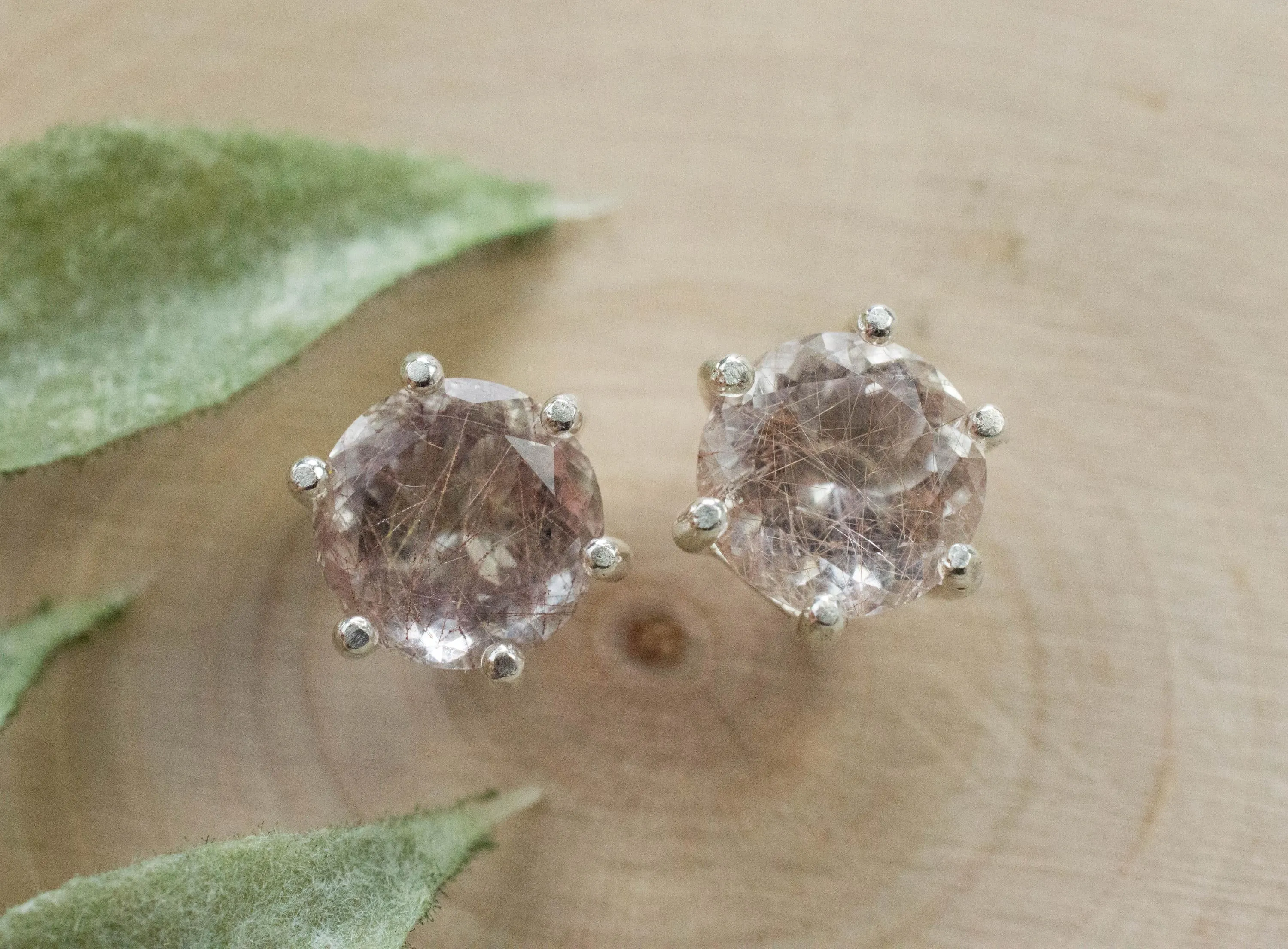Rutilated Quartz Earrings; Natural Untreated Brazil Rutile Quartz; 3.455cts